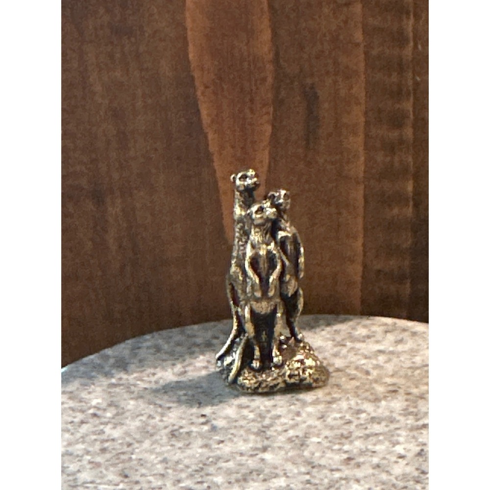 BG5-Brass metal Miniature Meerkat Family Figurine Small Animal Statue Decor